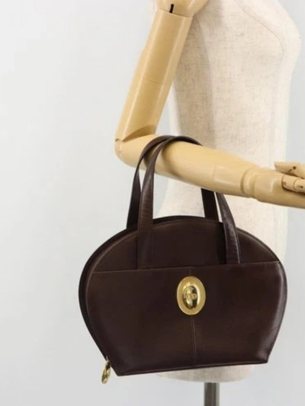 Christian Dior Hand Bag Leather Brown Gold Auth 185163 - Picture 14 of 16